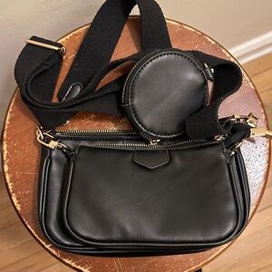 Chic Black Crossbody Bag with Coin Pouch